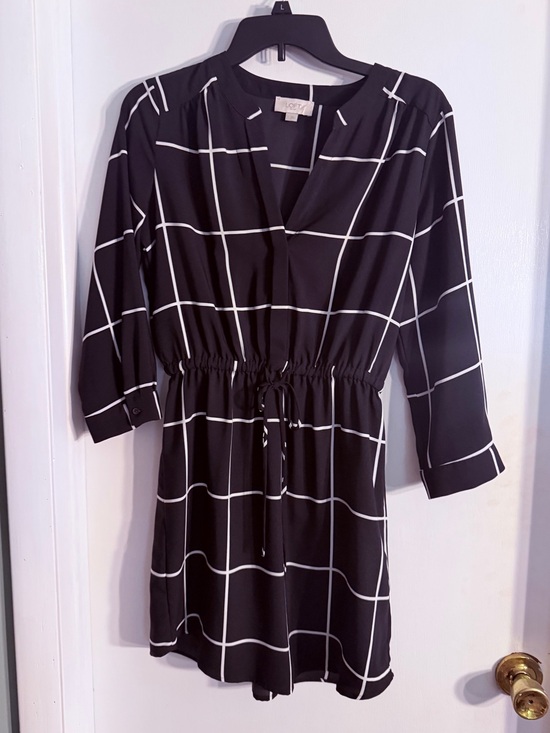 LOFT Dresses & Skirts - LOFT Black Windowpane Drawstring Waist Tunic